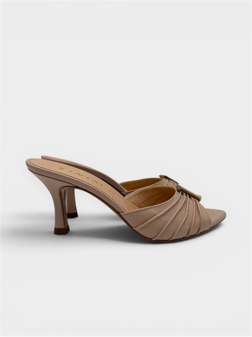 Sandalo mule beige con plissé e dettaglio dorato IL LACCIO | 2526020CAPPUCCIONUDE